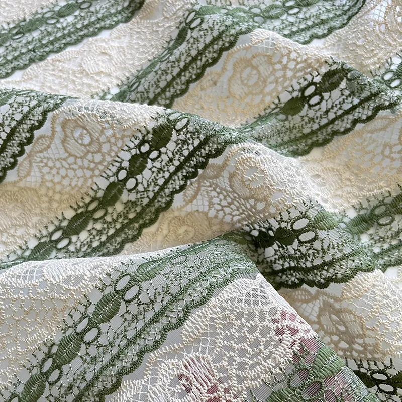 

Striped Mesh Embroidery Fabric Cotton Lace Dress Clothing Handmade Sewing Fabric