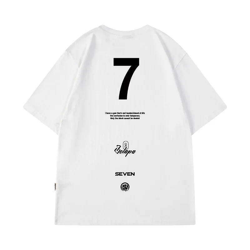 High Street Seven Letter Printed T Shirt For Men Summer Crewneck Short Sleeve Tee Shirt Homme Hip Hop Y2K Oversized T-shirt