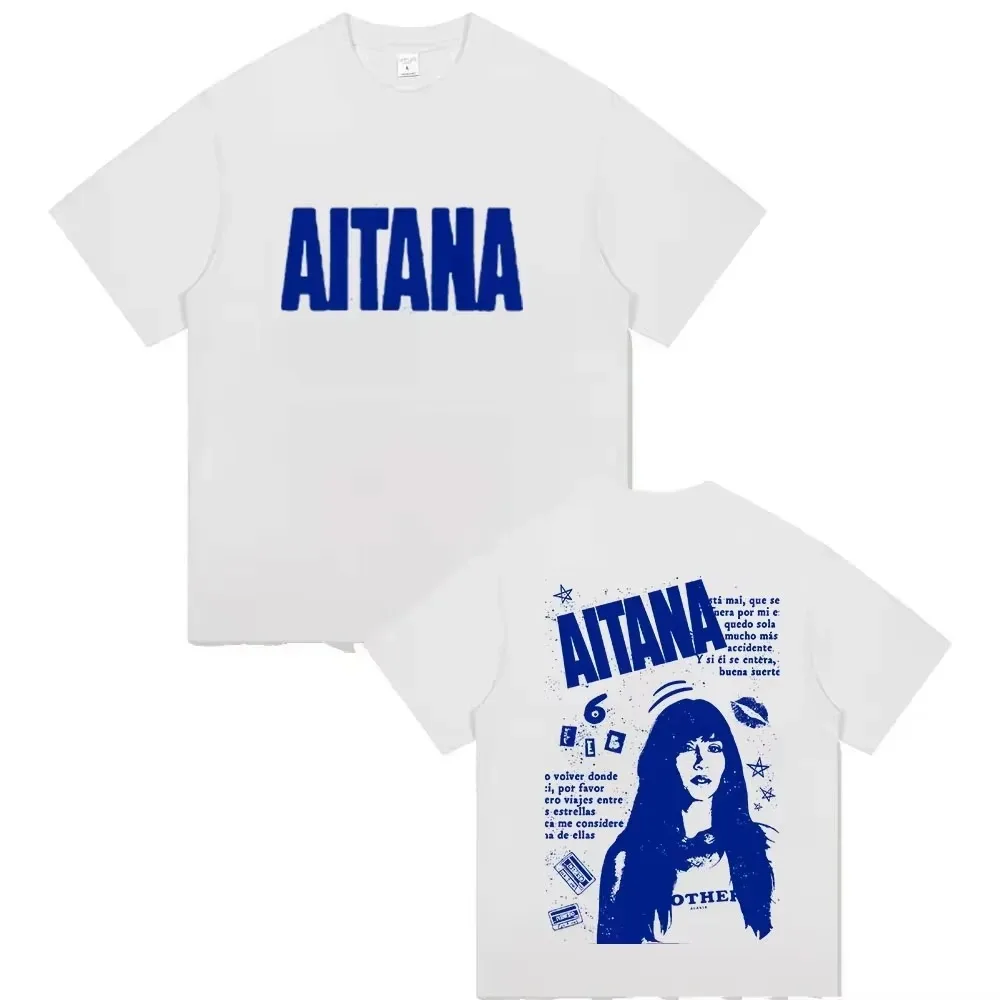 Camiseta Gráfica Unisex Oversize de Manga Corta de la Gira Cuarto Azul de Aitana 2026 - Merchandising de la Cantante Pop Española - Estilo Casual Urbano