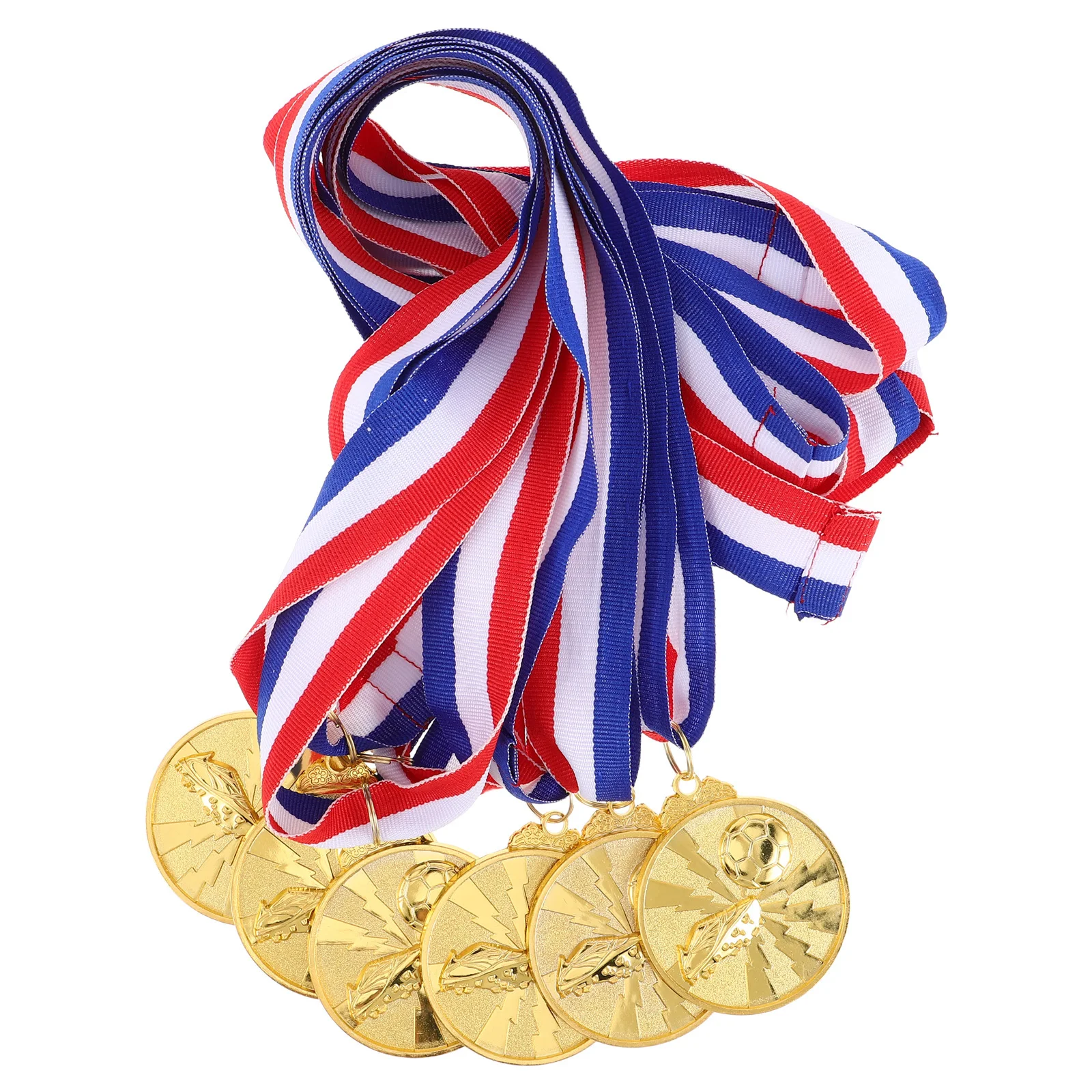 

6Pcs Soccer Medals Gold Metal Durable for School Contest Awards Participation Sports Prizes Hanging Medal Ceremony Reward