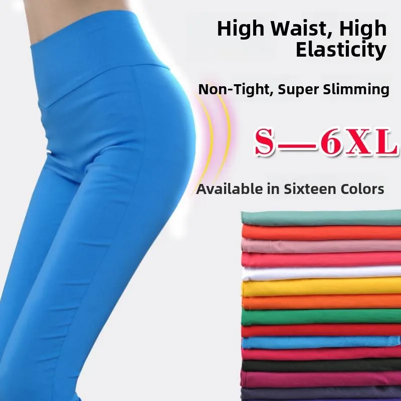 

Женские леггинсы с высокой талией на осень 2023, повседневные длинные брюки больших размеров, материал: 100% хлопок, женская одежда больших размеров