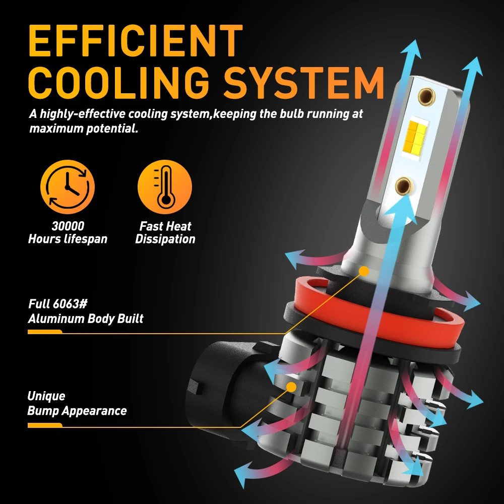 AUXITO-مصابيح إضاءة ضباب ليد للسيارة ، مصباح تشغيل نهاري ، سويتشباك ، ثنائي ، أبيض ، أصفر ، H11 ، H8 ، H9 ، H16 ، JP ، 2 top #3
