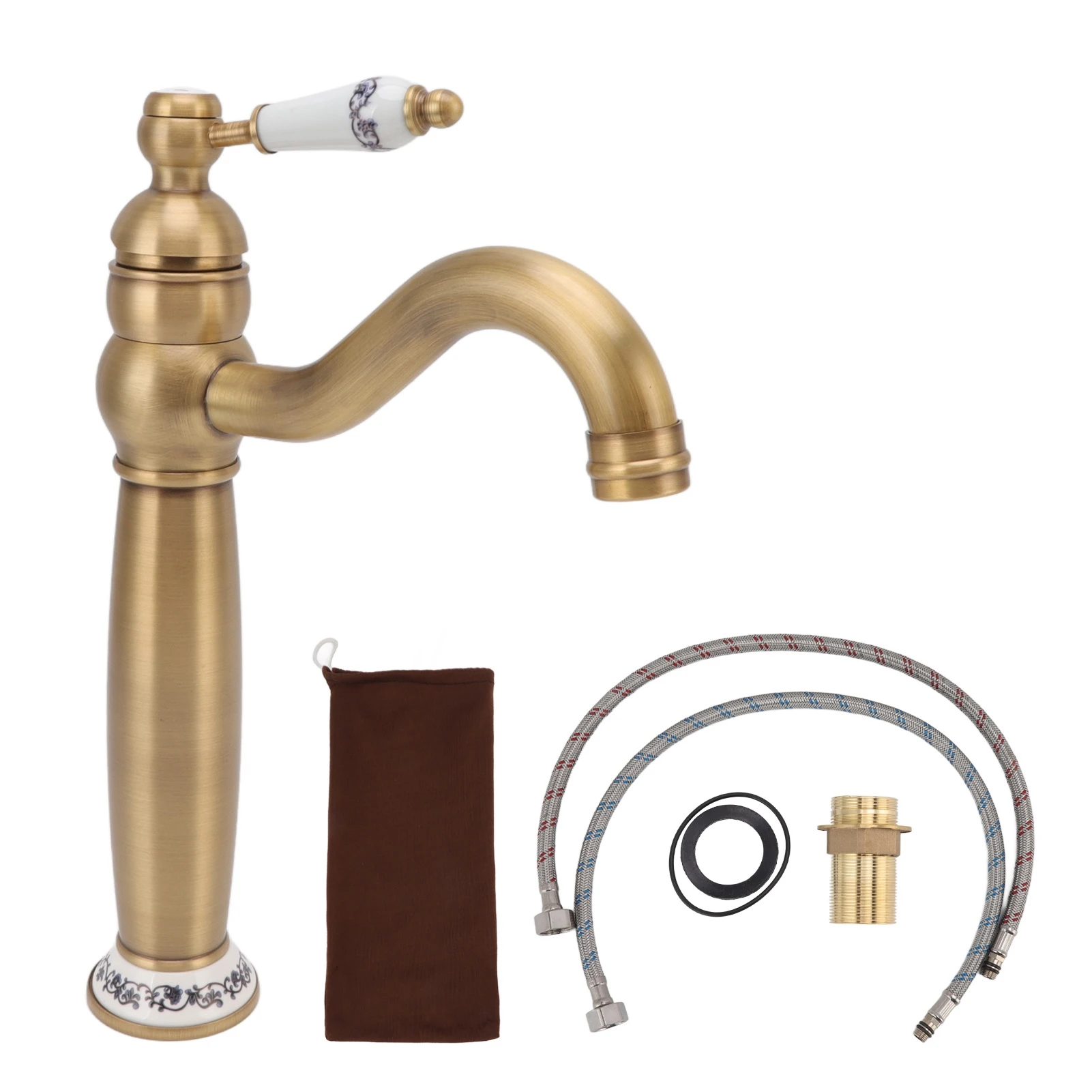

Bathroom Faucet Antique Single Span European Brass Basin Mixed Tap for Home Hot Cold Water Bathroom Water Tap