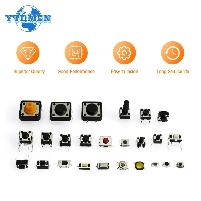 125 pièces 25 Types assortis Micro interrupteur bouton poussoir interrupteurs tactiles SMD DIP réinitialiser Mini interrupteur à feuilles 2*4 3*6 4*4 6*6 Kit de bricolage