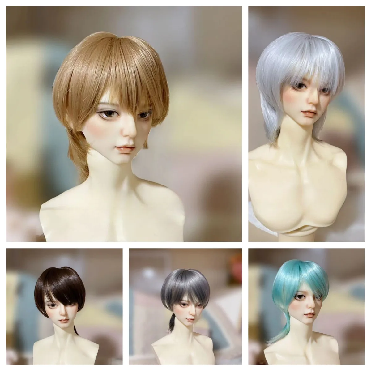 1/3 1/4 1/6 Doll's Wig for 60/45/30cm Bjd Doll Wolf Tail Short Hair Diy Girl Toys Dress Up Play House Doll Accessories, No Doll