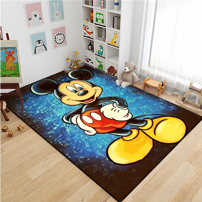 Cute Disney Mickey Minnie Mouse Kids Playmat Rug Carpet for Living Room Bedroom Cartoon Large Area Sofa Home Floor Non-slip Mat