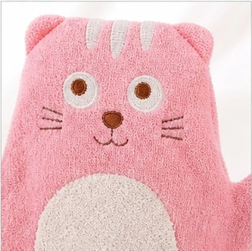 4Pcs Kids Bath Gloves Cartoon Design Soft Cotton Shower Gloves for Toddlers – Gentle Exfoliating & Circulation Stimulating