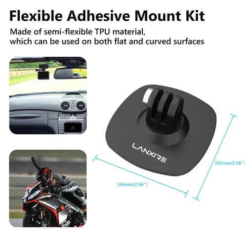 Imagen 2 del producto Lanxire Kit de montaje adhesivo flexible, soportes adhesivos para casco 3M compatibles con Insta360 X4 X3 X2 X One RS, GoPro