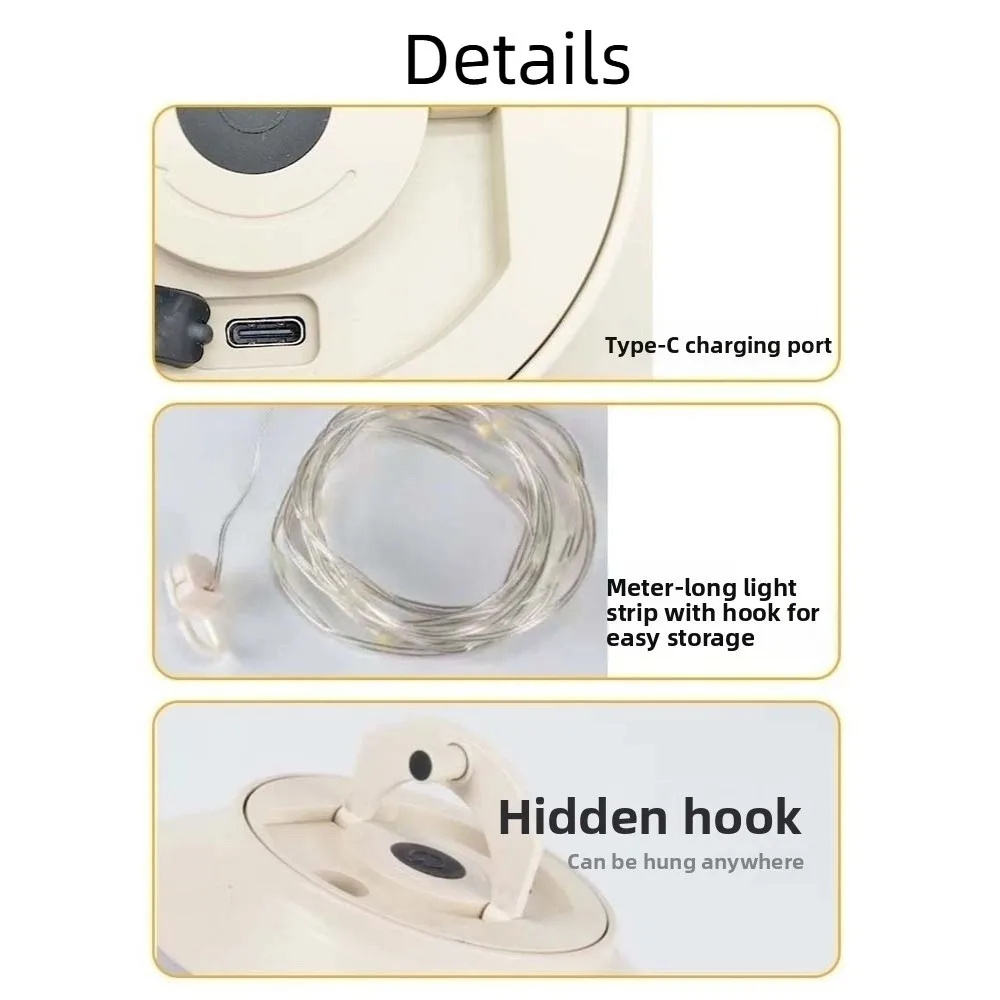 Hanging Light String Storage Camping Lamp Waterproof Dimmable Camping Lantern Recyclable Light String LED Retro Tent Lamp