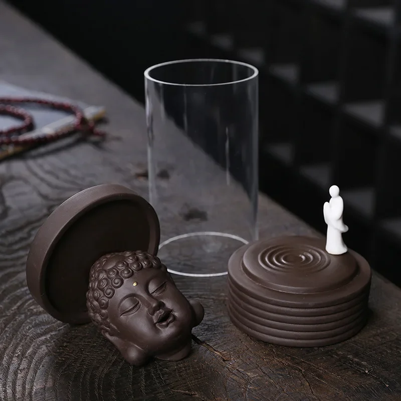 1pc, Buddha Monk Backflow Incense Burner Windproof Incense Holder Censer Aromatherapy Diffuser Creative Ornament Home Zen Decar