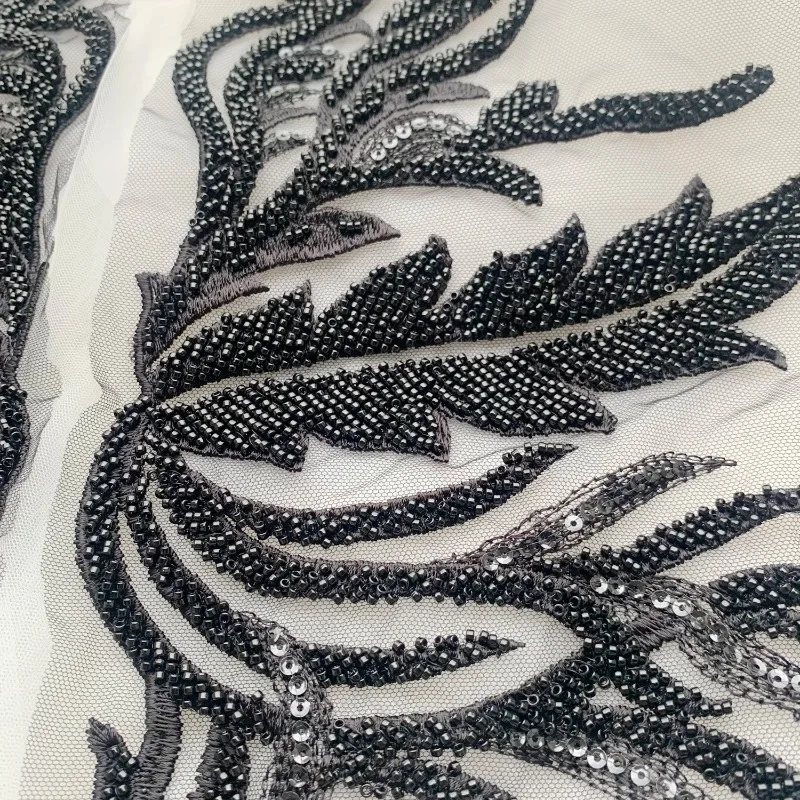 2 Pairs Selection of High-quality Bead Embroidery Lace Decals Handmade High-end Customized Wedding Dress Clothing Accessories