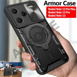 Funda for Redmi Note 13 / 13 Pro Plus 5G Case for Xiaomi Redmi Note 13 Pro 4G Case Slide Camera Armor Magnetic Ring Stand Cover