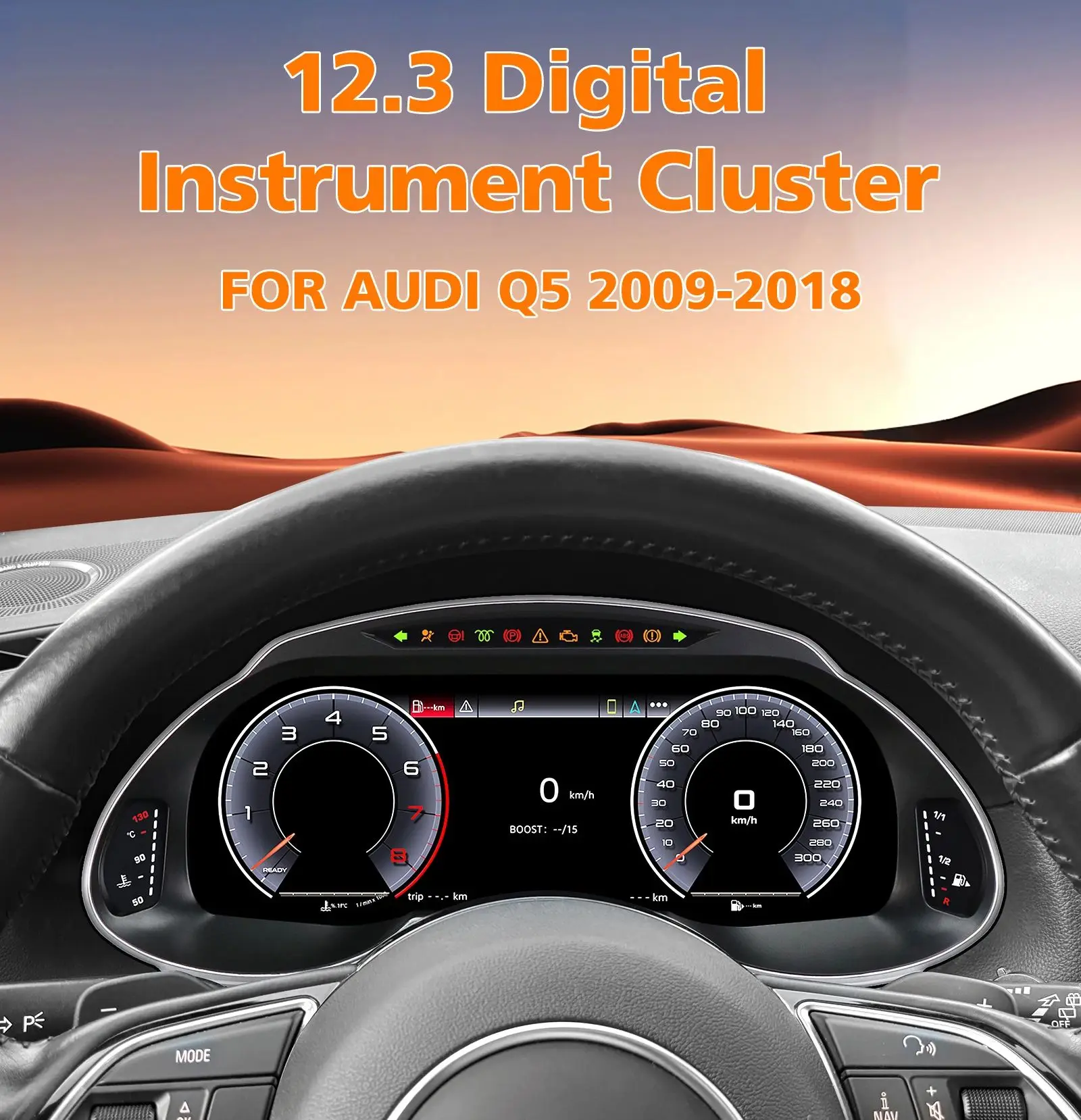 12,3 Zoll Digitales Display Auto-Armaturenbrett für Audi Q5 2009-2018 Android Auto Carplay Panel Tachometer Cockpit-Anzeigen Armaturenbrett