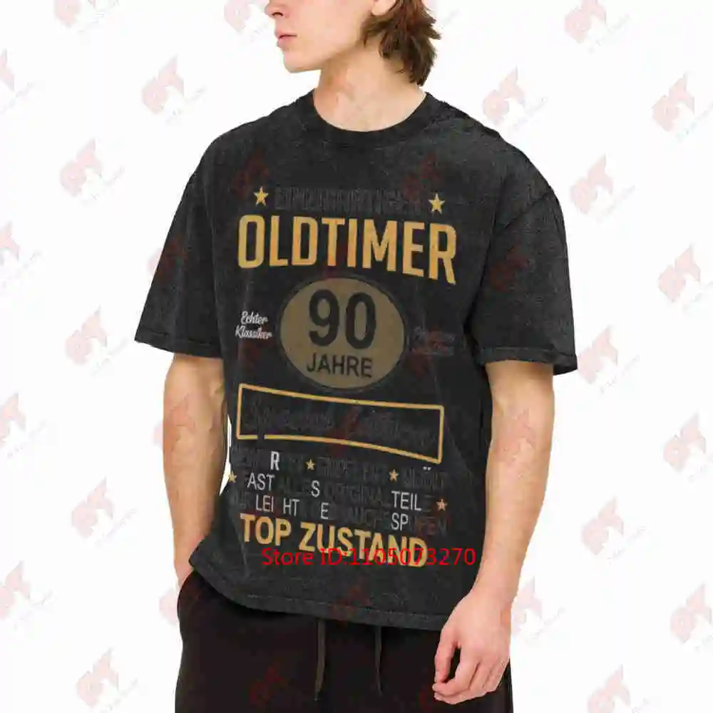 90th Birthday 90 Years Oldtimer 90s Vintage Washed Tee Pure Cotton T-Shirt