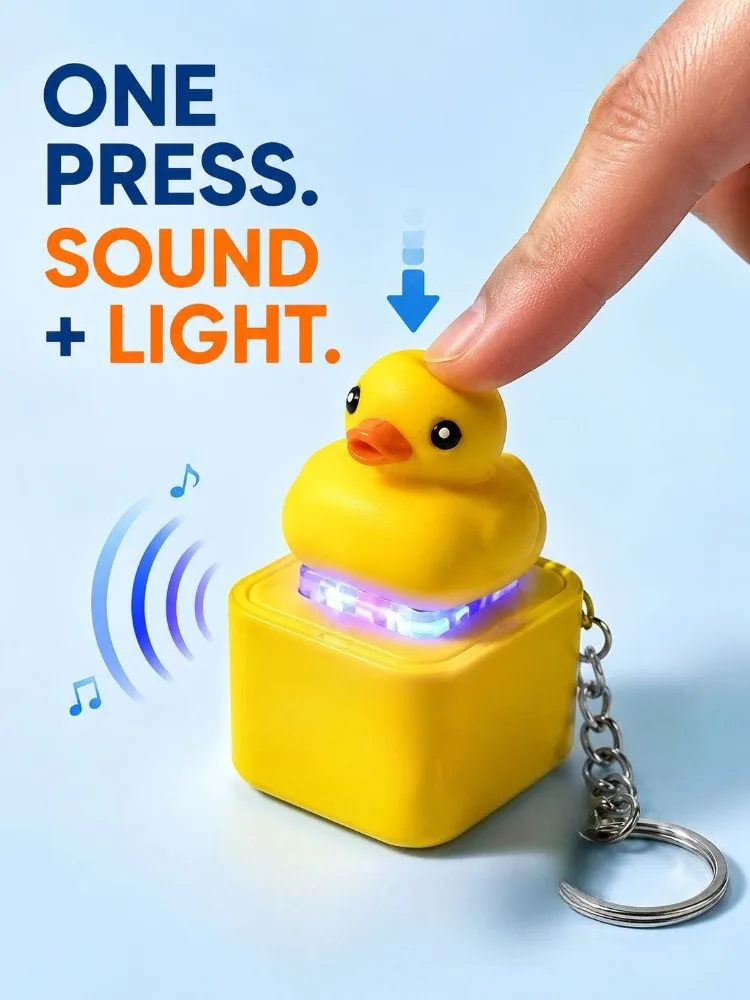 Cute Duck Keyboard Switch Fidget Toy Type C Rechargeable Light Up Clicky Sound Stress Relief Office Desk Gadget For Adhd Adults