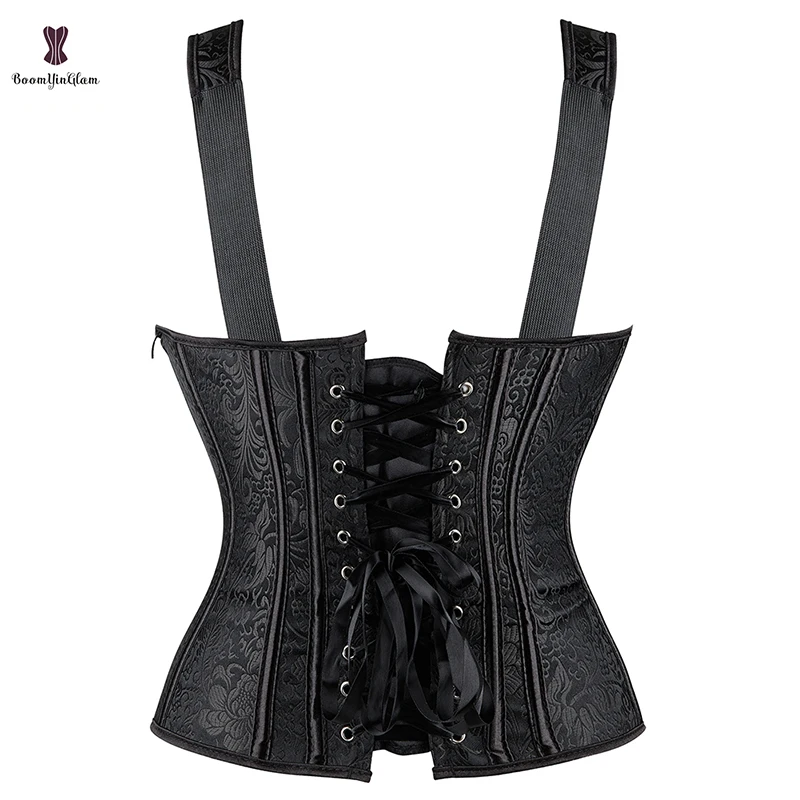Side Zipper Body Shapewear Womens Underwear & Outfit Cloth Black Retro Steampunk Padded Corsets And Bustiers Plus Size