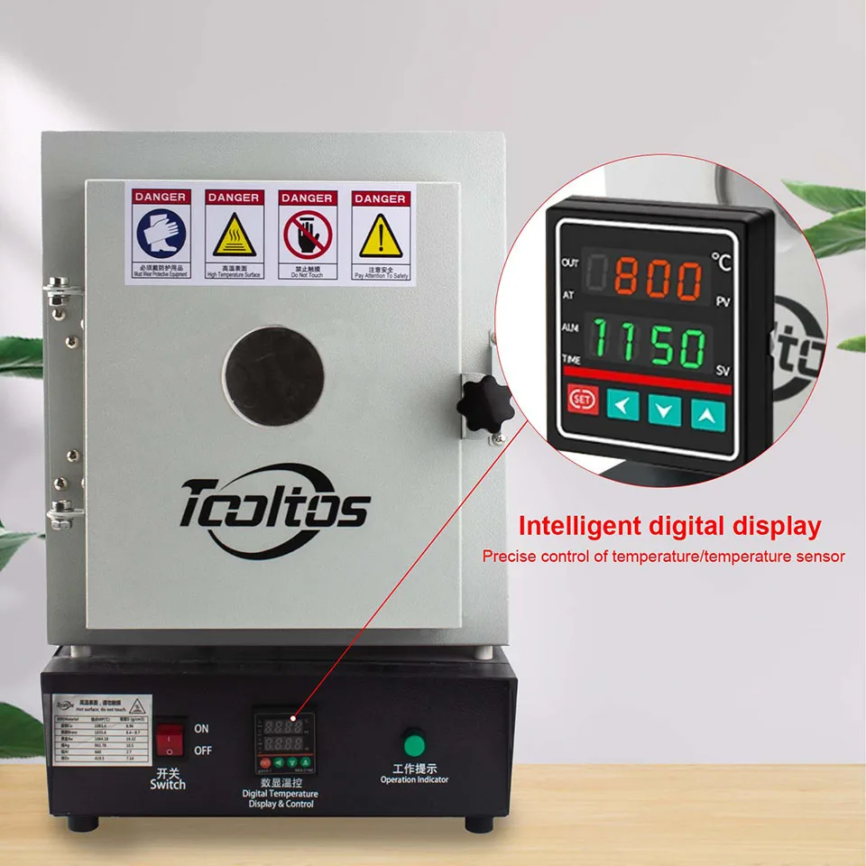 1150℃ High-Temp Muffle Furnace with Observation Window | 1750W Constant Temperature Oven for Jewelry Investment Casting