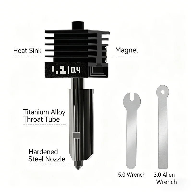 For Bambu Lab P2S Hotend Kit 0.2/0.4/0.6/0.8mm Hardened Steel NozzleRemovable Nozzle Hotend 3D Printer PrintHead Standard Flow 6