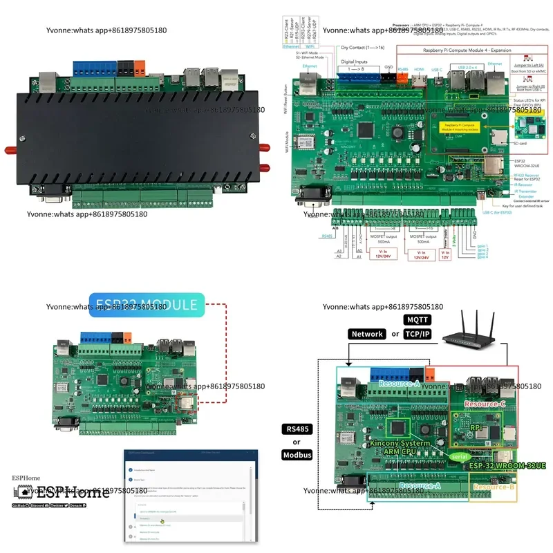 KC868-Server Ethernet Wifi RS232 RS485 RF433MHz CM4 ESP32 Smart Controller For Home Automation DIY