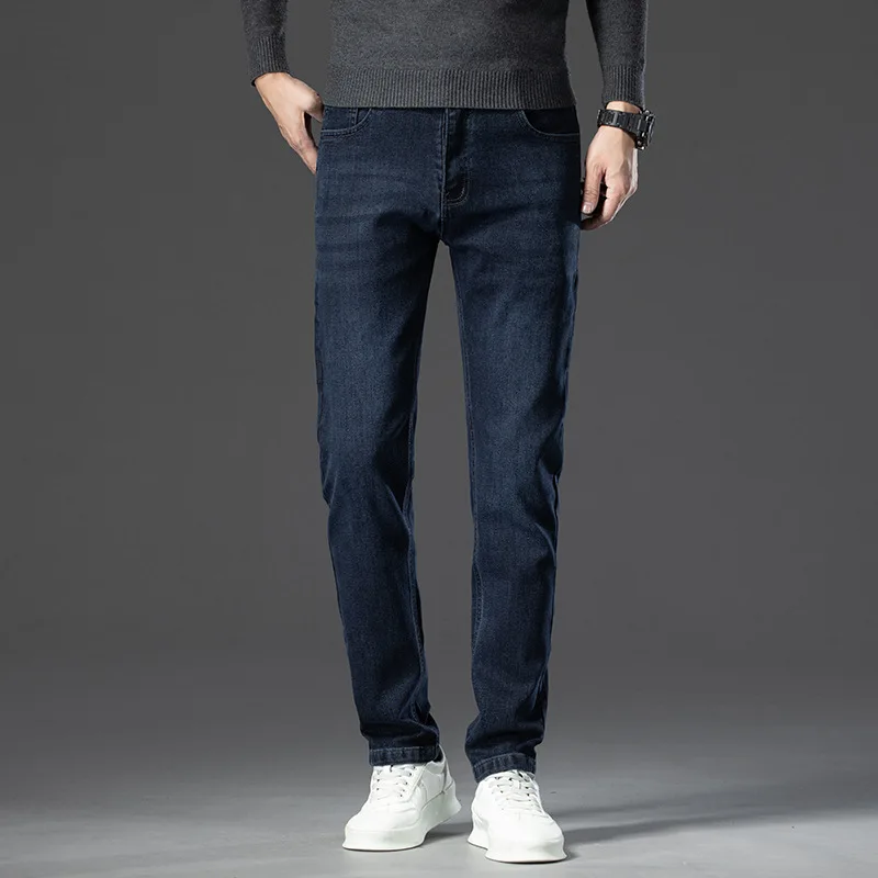 

High-end counter quality business jeans men 2025 spring new relaxed high-waisted stretch casual straight leg pants 28-40