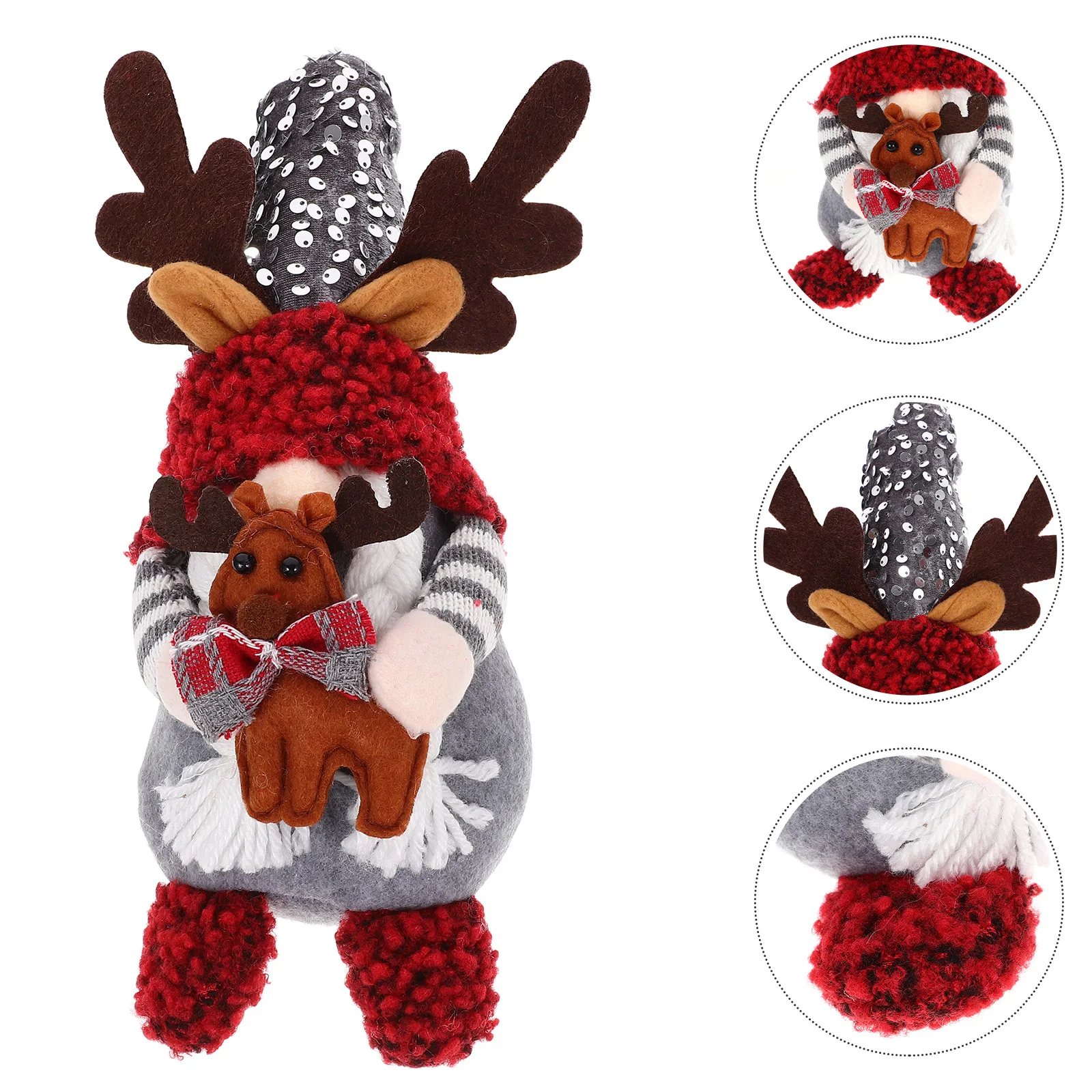 

Christmas Gnome Ornament Sequin Sitting Posture Pointed Hat Decorative Xmas Gnome Decor for Tabletop Fireplace Desktop Holiday