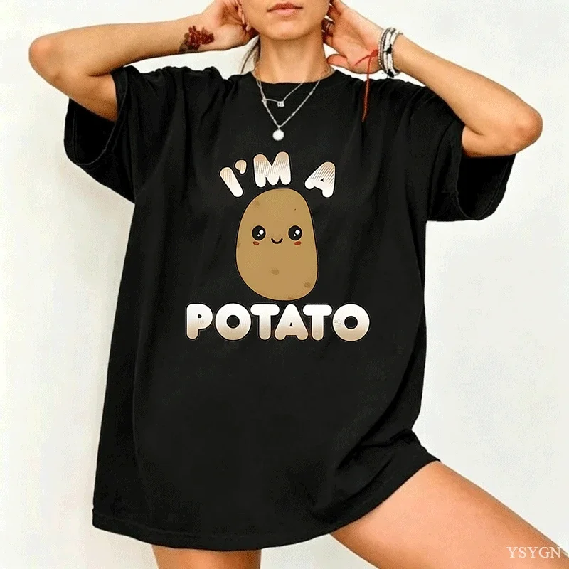 I'm A Potato Kartoffel Gemüse Essen Gag Herren Women  T Shirt Geschenk Party Neuheit Top Vintage Breathable Stylish Soft