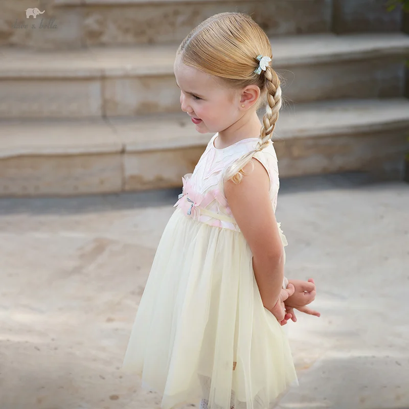 

Dave Bella Girls Dresses Autumn Spring Short Sleeve Kids Cotton Lace Mesh Skirt Outdoor Party Elegant Children Clothes DB2252007