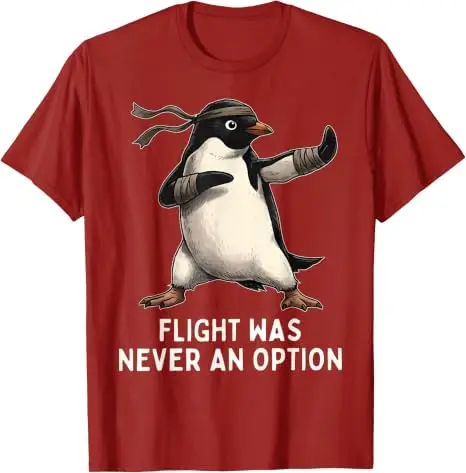 Fliegen war nie eine Option Pinguin Taekwondo Kampfsport T-Shirt Y2k Jiu Jitsu, Kung Fu Grafik-Bekleidung Humor Weiches Baumwoll-T-Shirt – Detail 8