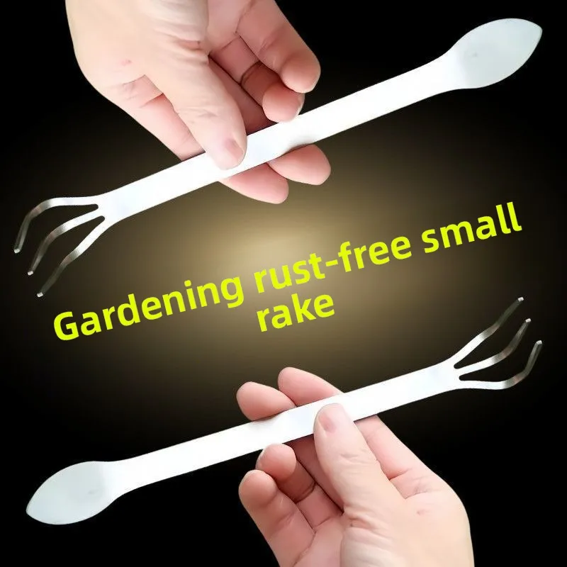 Stainless Steel Hand Rake Compacted Soil Stainless Steel Bonsai Rake Household Handmade Bonsai Making Tools Loosen Soil
