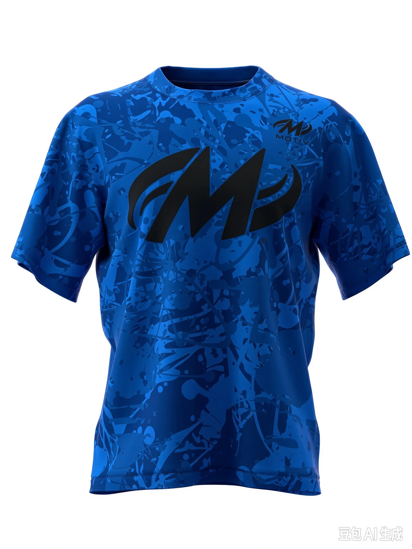 Bowling Jersey, Quick Dry Breathable, Monochrome Splash Camo M Art Print, Relaxed Fit for Daily Casual City Walking Outings