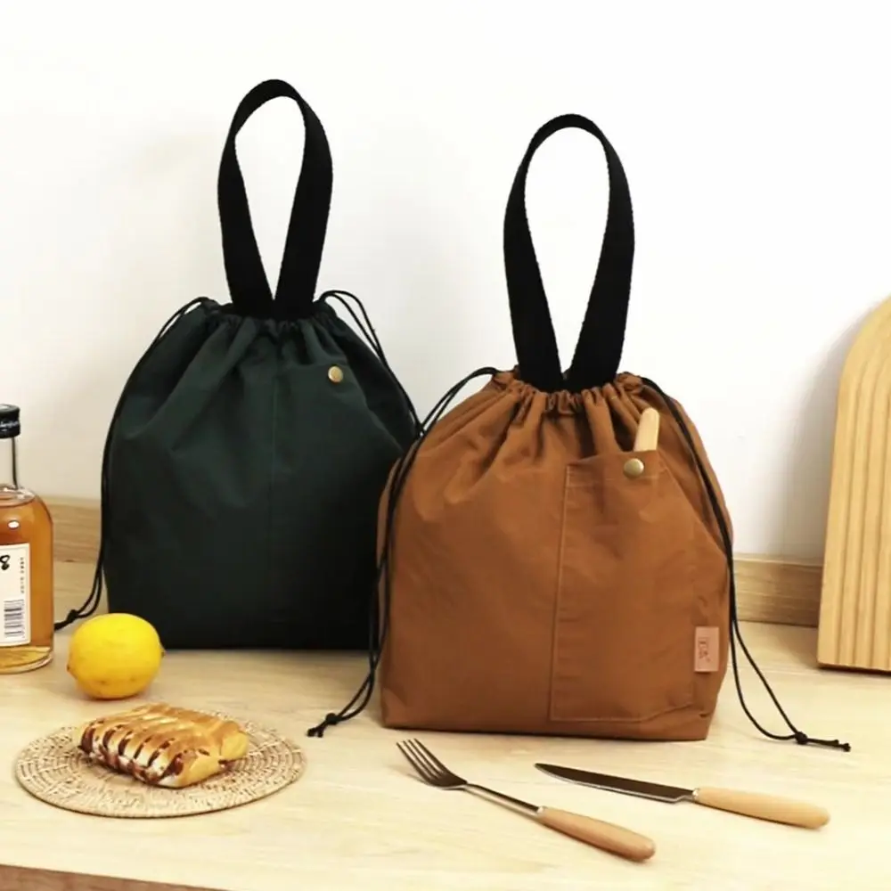 Durable Nylon Lunch Bags Green Khaki Black Large Capacity Refrigerated Bag Silver Coating Thermal Insulation Bag Outdoor