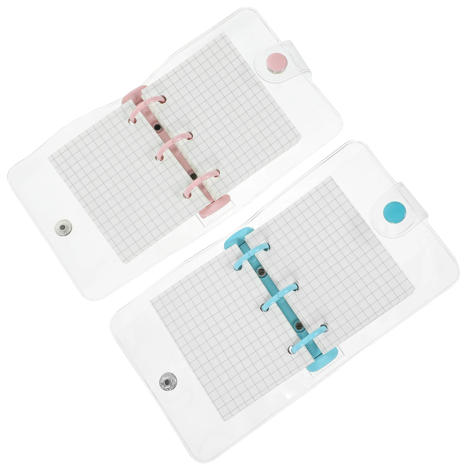 2 Sets Double Button Loose-leaf Notebook Mini Binder Scrapbook Student Notebooks