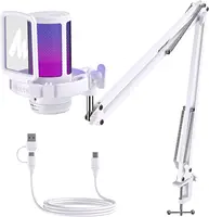 Maono Gamerwave DGM20S micrófono USB micrófono de condensador micrófono RGB micrófono con cancelación de ruido con ganancia de micrófono, luz RGB, una tecla silenciosa