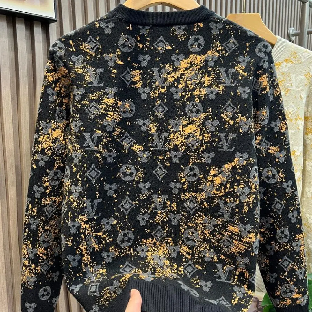 

Autumn and Winter Trend Men's Crew Neck Sweater Fashion Casual Thickened Jacquard Knitted Sweater Wool Top