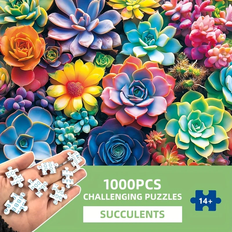 

70X50CM 1000 шт. бумажная головоломка с сочным растением, головоломка для взрослых толщиной 1,8 мм, для взрослых, сочная, идеальный подарок для пары и друзей