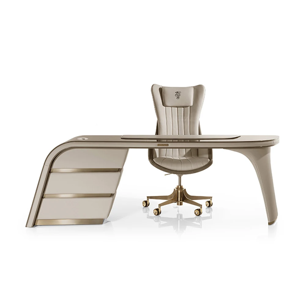 Minimalist Italian Office Writing Desk Postmodern Study Computer Desk With Light Luxury Solid Wood Style