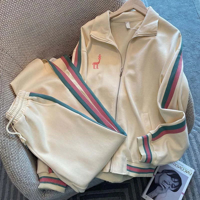 

Японский ленивый студенческий комплект высокого класса, повседневный комплект из двух предметов, осенне-зимний комплект спортивной одежды из Гонконга Sle Chic