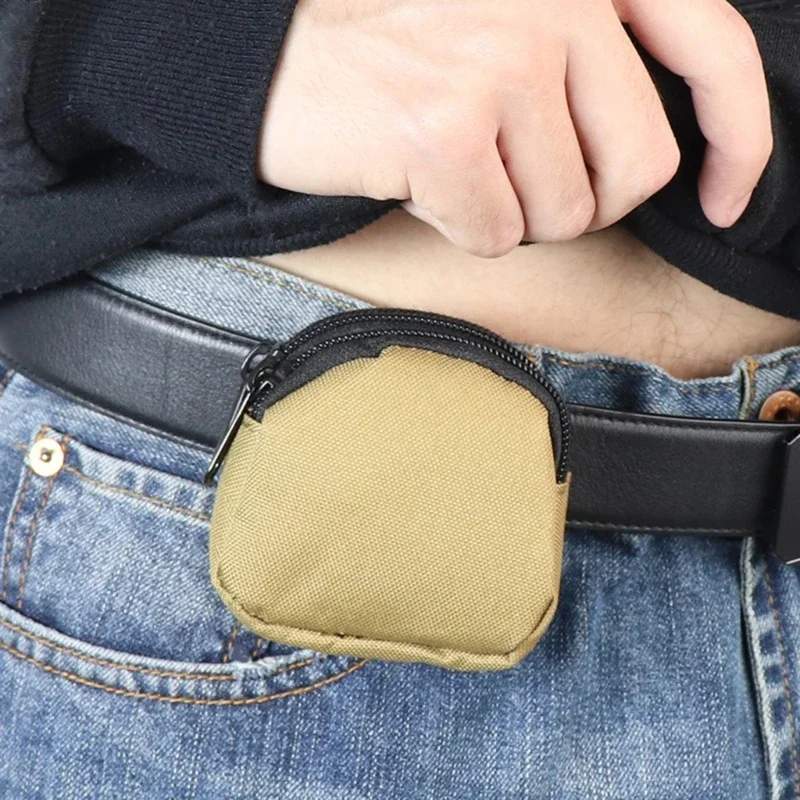 

Nylon Double Zipper Pocket Coin Purse Men Tactical Molle Pouch Lightweight Outdoor Small Card Holder Keys Storage Belt Waist Bag