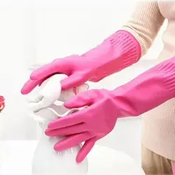 Kitchen Gloves for Washing Dishes Household Cleanning Latex Glove Long and Thick Protective for Woman Dishwashing