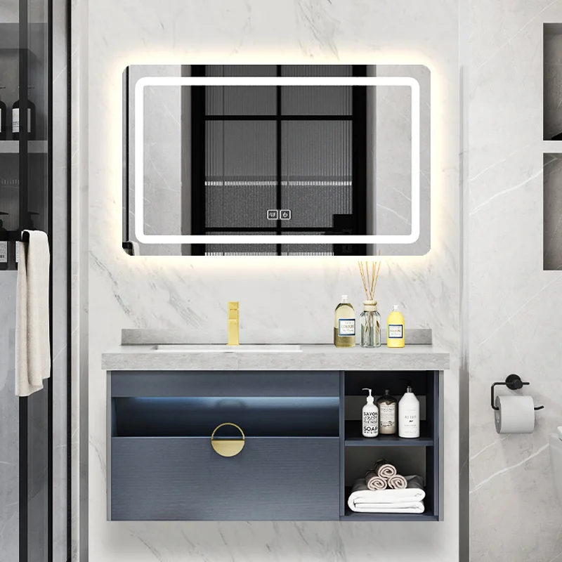 

Простой шкаф для ванной комнаты: роскошный, умный, комбинированный, из массива дерева, современный, с мраморной столешницей