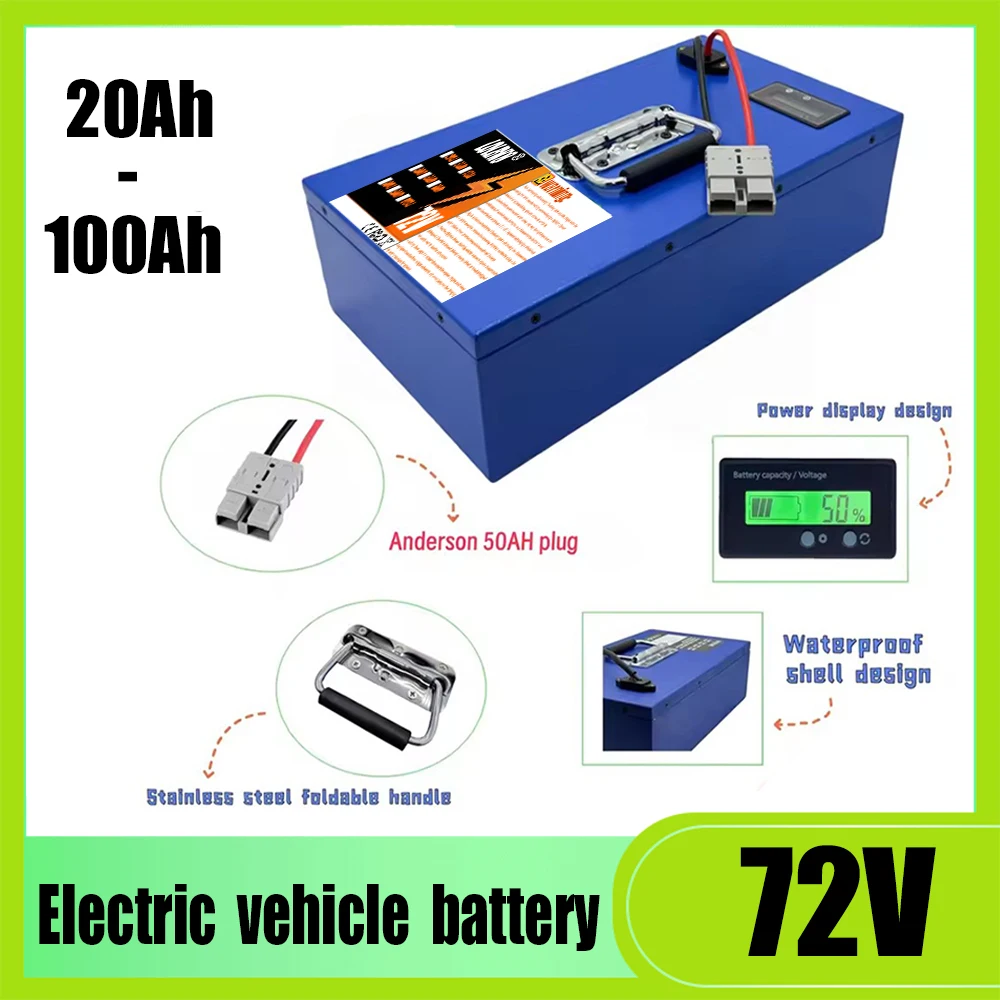 

Fast shipping air transportation, 72V20AH-100AH18650 lithium battery, built-in BMS40AH, suitable for all motors below 500W-3000W