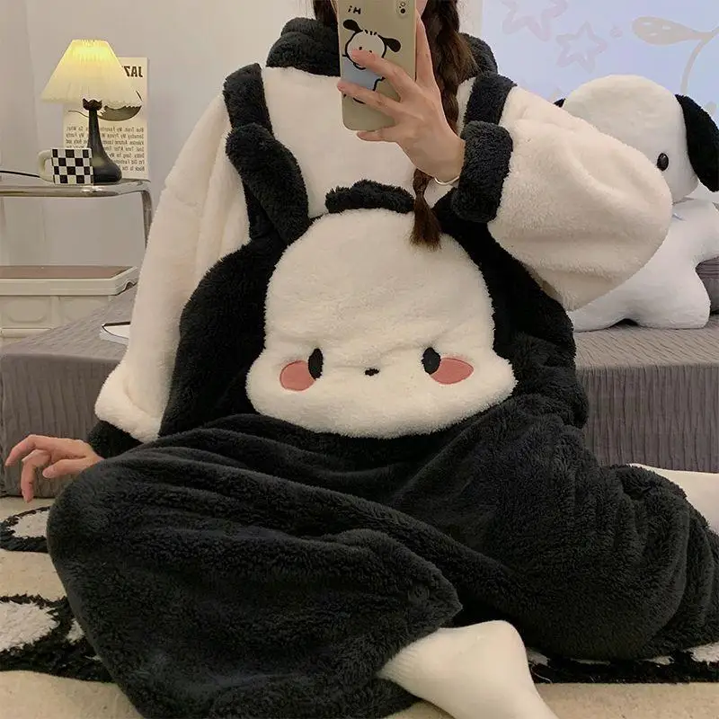 MINISO Ragazza Ispessimento Inverno Indumento intero Kawaii Pochacco Comic Go Out Tenere al caldo Accappatoio Moda Abbigliamento per il tempo libero Nuovo