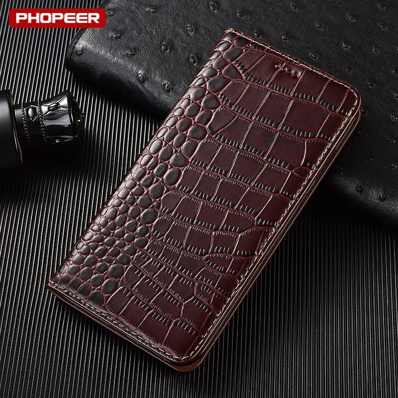 Crocodile Genuine Leather Flip Case For XiaoMi Mi cc9 cc9e Pro Mi A1 A2 A3 5X 6X Play Phone Wallet Cover Cases