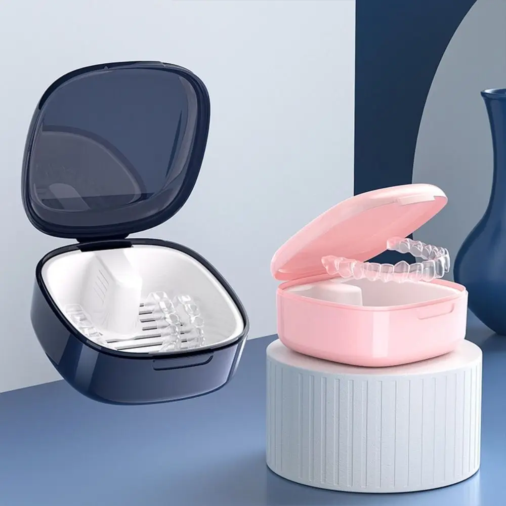 

Portable Denture Storage Box Cleaning Orthodontic Retainer Braces Cleaning Boxes Health Care Sealed Dental Retainer Case