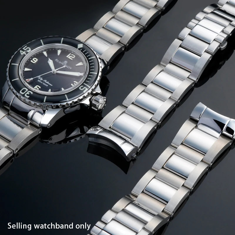 حزام فولاذي دقيق عالي الجودة لسلسلة BLANCPAIN 50 5015 من الفولاذ المقاوم للصدأ منحني ملحقات ساعة فولاذية دقيقة 23 مللي متر #1