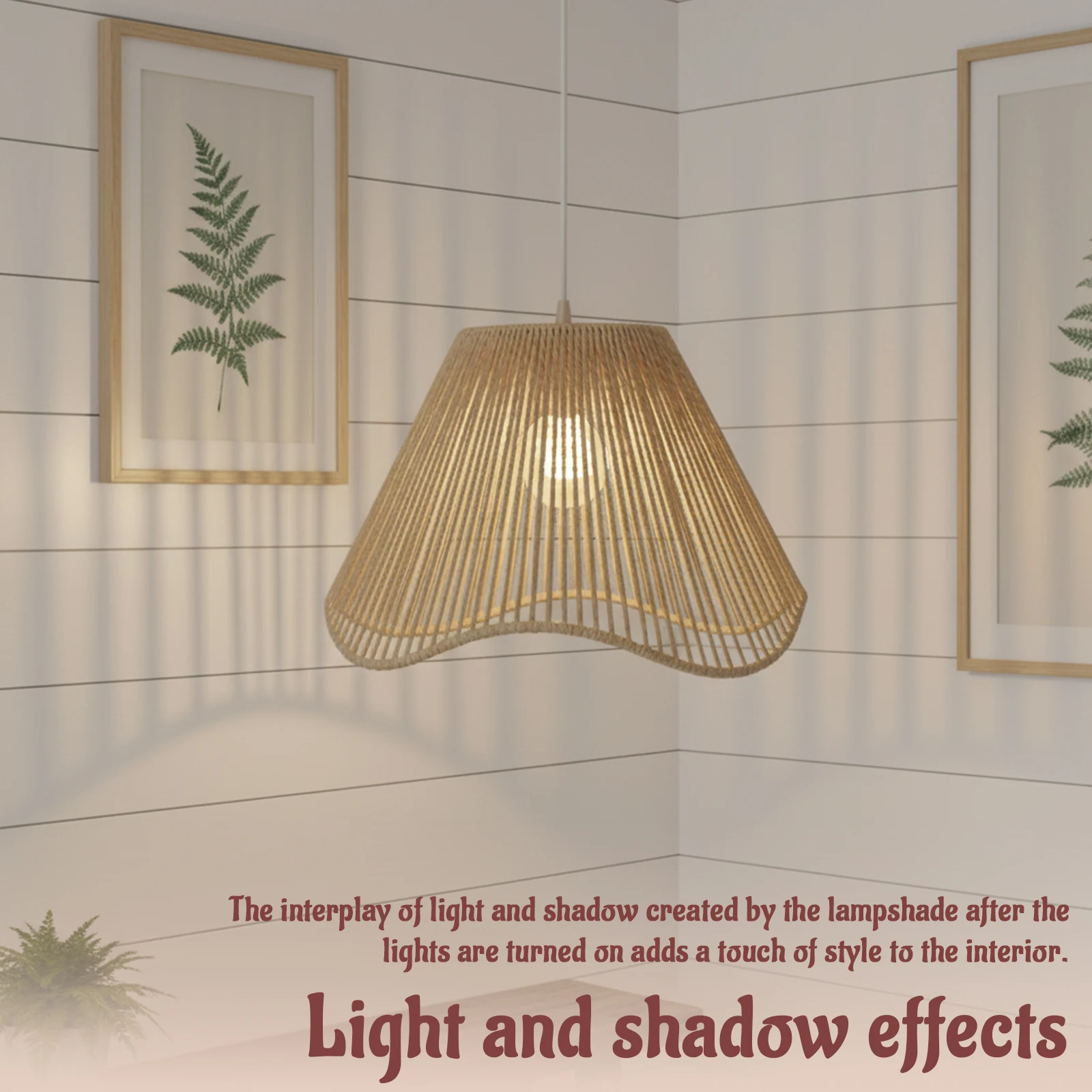 Lamp Shade Replacement, Hourglass Double Cone Rattan Rope Woven for Pendant Wall Table Lamp