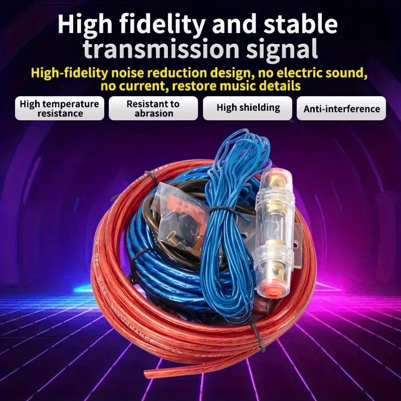 1500W 10GA Car Audio Speakers Wiring Kit Subwoofer Amplifier AMP Wiring 60A Fuse Holder Wire Cable Vehicle Modification Parts