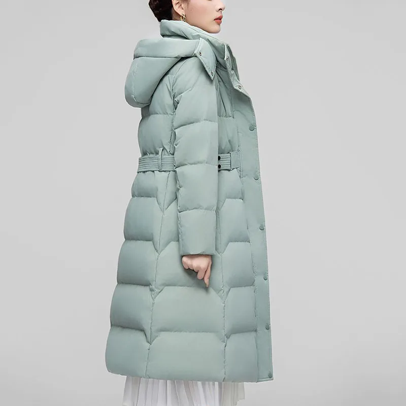 Cappotto 2025 Piumino da donna caldo con cappuccio di nuova moda Piumino da donna invernale in piumino d'anatra bianco addensato di alta qualità H373