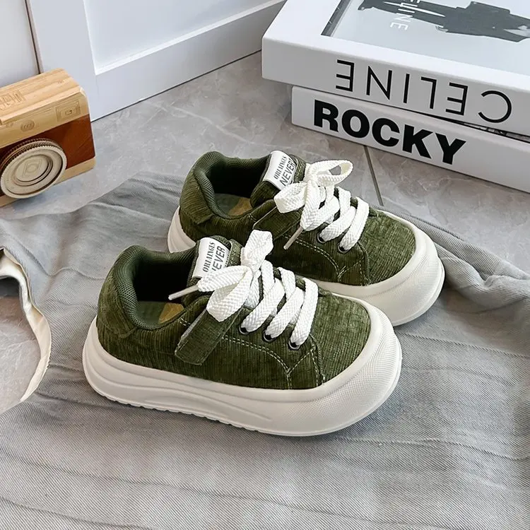 Low Cut Solid Color Lace Up Children's Canvas Shoes Breathable Boys and Girls Board Shoes Cloth Shoes Comfortable