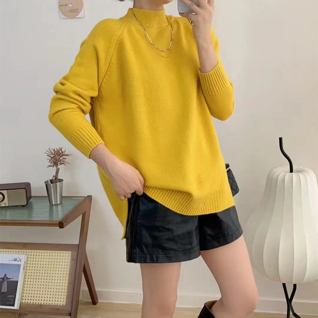 

New Arrival Women's Loose Knitted Long Sleeve Base Shirt Fashionable Lazy Style Autumn Winter Sweater Comfortable Fit round Neck